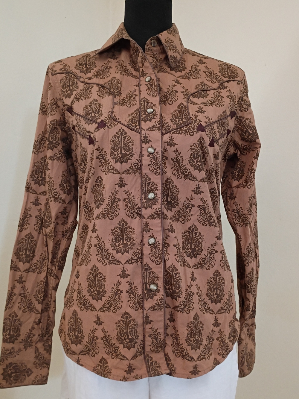 Walls Brown Printed Snap-Front Western Shirt